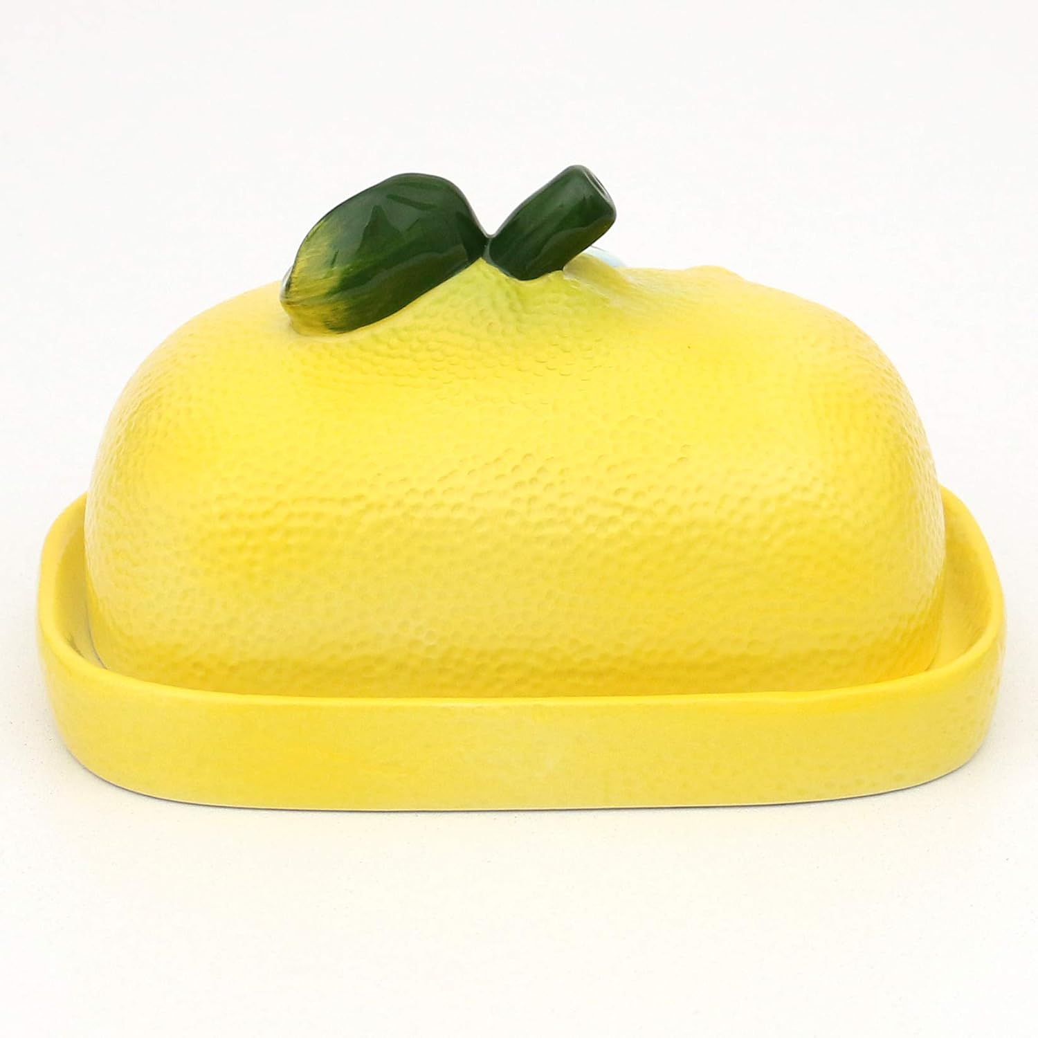 Dekohelden24 Ceramic Butter Dish Lemon Yellow Dimensions Approx. 16.5 x 11 x 10 cm