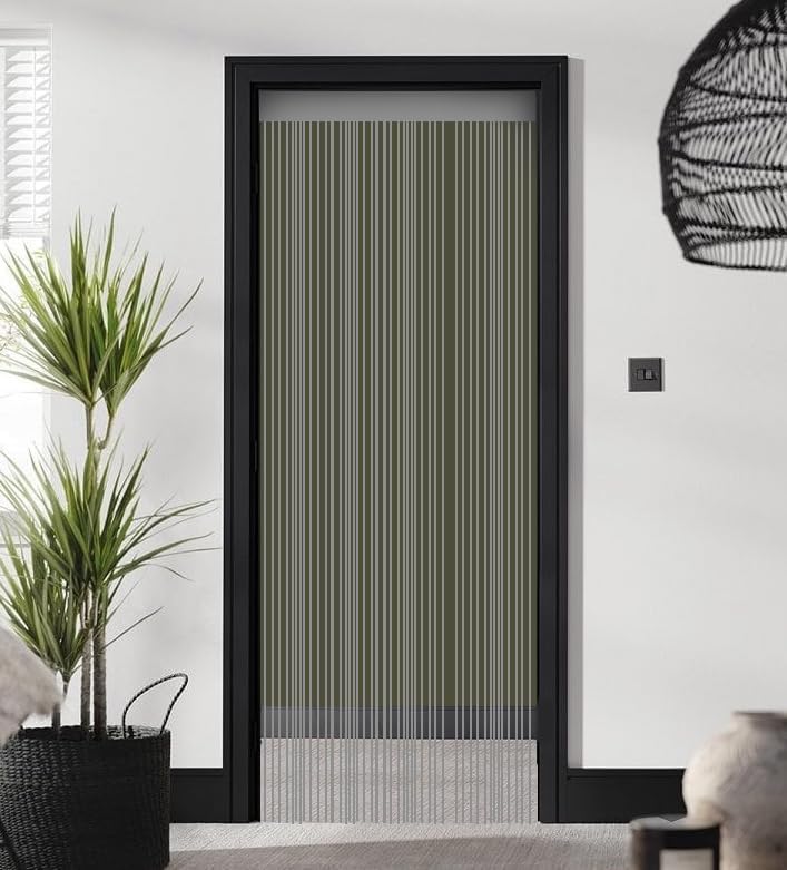 String Curtain, Door Fly Screen Curtains, Door Strings, Tassel Curtains for Doorway, Window Decor String Panel Stripe, Stylish Room Divider, Panel Fringe Curtain (Grey, 100 x 280 cm)
