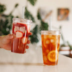 Cold Cup - Clear Plastic, Reusable Ice Coffee Cup with Lid and Straw - Large 16oz (454ml)