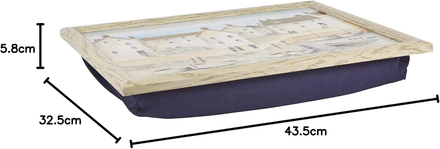Creative Tops “Cornish Harbour” Lap Tray with Cushion, Bean Bag Cushioned, 44 x 34cm
