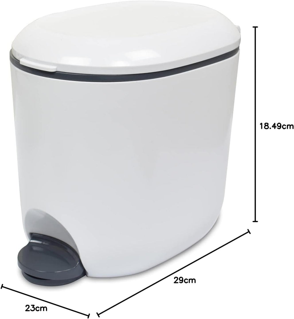 Premium Deluxe Bathroom Office Pedal Bin with Inner, 3.5 Litre, Light Grey & Charcoal Grey