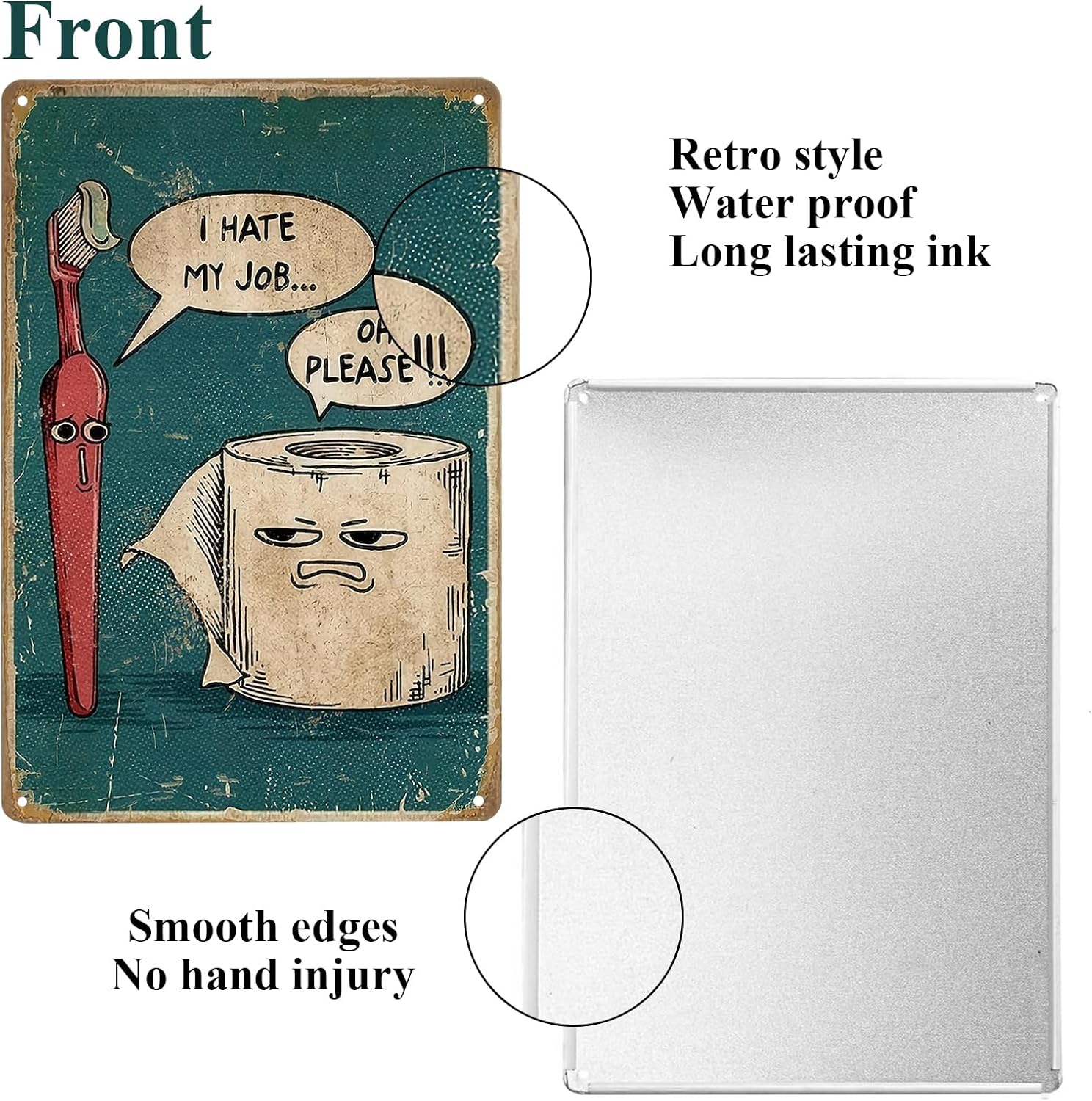 I Hate My Job Oh Please Funny Bathroom Signs Vintage Humor Metal Tin Plaque Toothbrush Paper Pictures Wall Door Prints Art Poster Decor Sign Home Toilet Relax Decorative Signage 8 X 12 Inch Secondary image