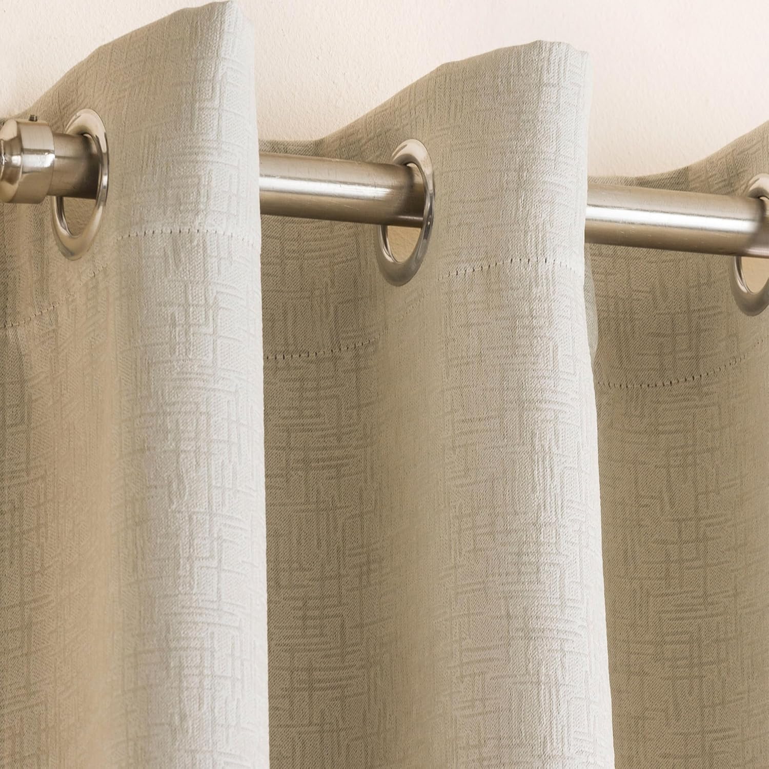 Vogue Cream 66 x 72 inch (168x183cm) Eyelet Thermal Noise Reducing Dim Out Curtains for Bedroom and Living Room Secondary image