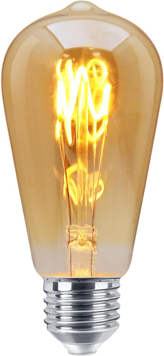 Long Life Lamp Company Edison Classics 2w Vintage LED Filament Bulb Teardrop Spiral ST58 Smoke Gold Glass E27 Edison Screw
