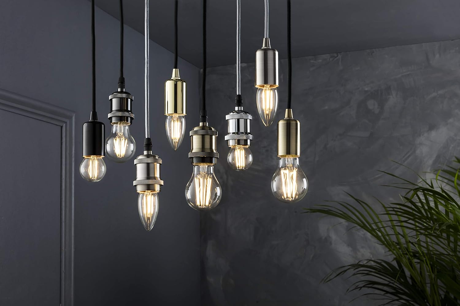 6 Inch E27 Vintage Pendant Set in Brushed Chrome