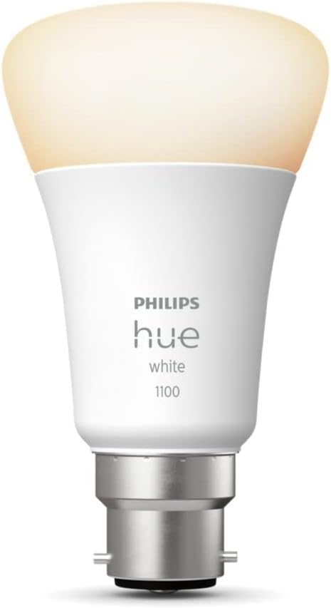 Philips Hue White Single Smart Bulb LED [B22 Bayonet Cap] - 1100 Lumens (75W Equivalent). Works with Alexa, Google Assistant and Apple Homekit Main image