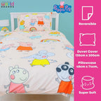 Character World Peppa Pig and Friends Official Single Bed Duvet Cover Set | Colourful Playful Design Reversible 2 Sided Bedding Including Matching Pillow Case