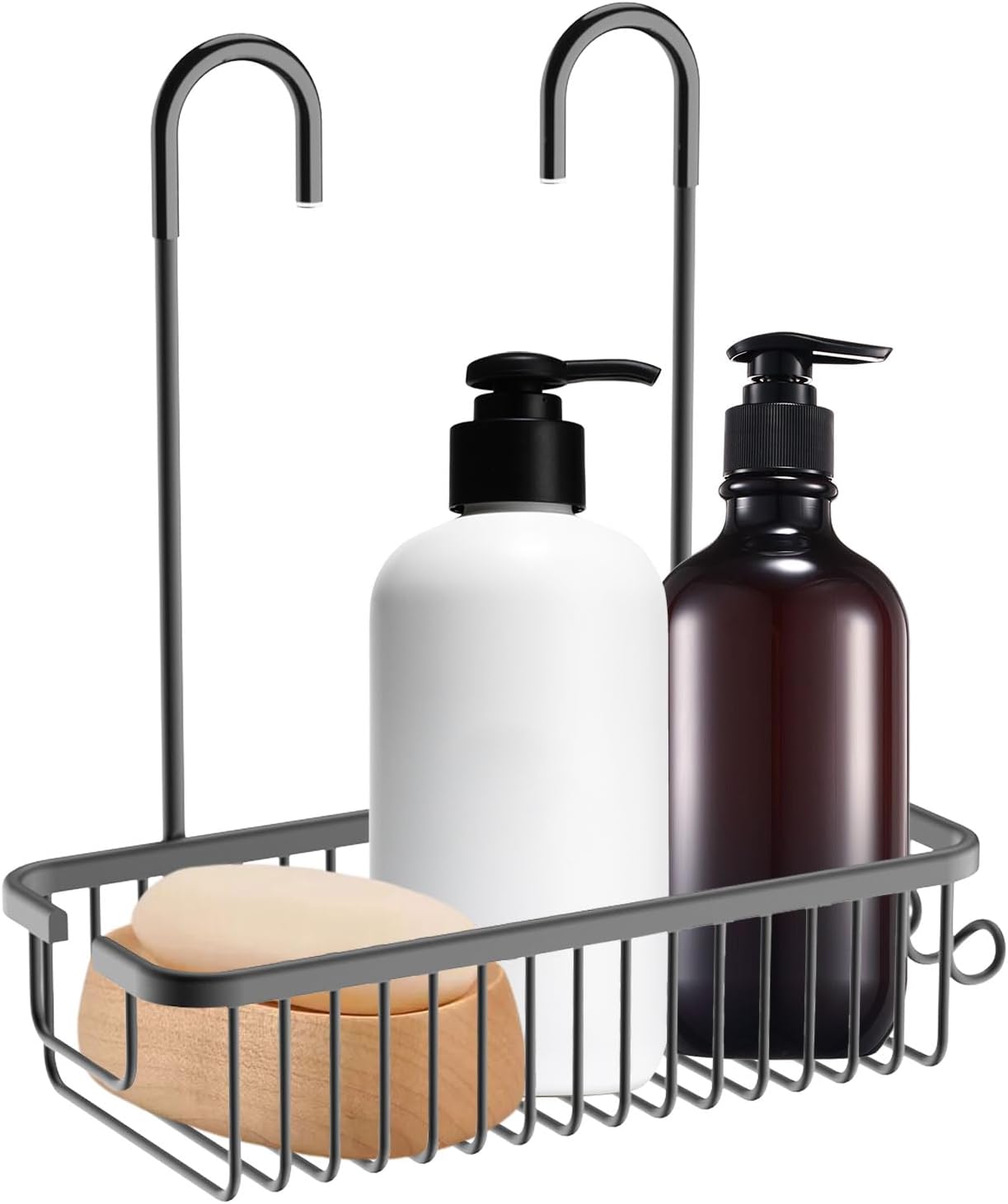 Shower Caddy Hanging Organiser Storage Shelf Without Drilling Shampoo Holder Rustproof Basket Shower Hook Grey Main image