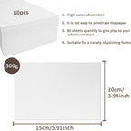 80 Sheets Watercolour Paper Bulk, 140 lb/300 GSM Cotton Cold Press Water Colour Paper for Students Adults Artists Drawing Painting Supplies Postcards, White, 5" x 7"