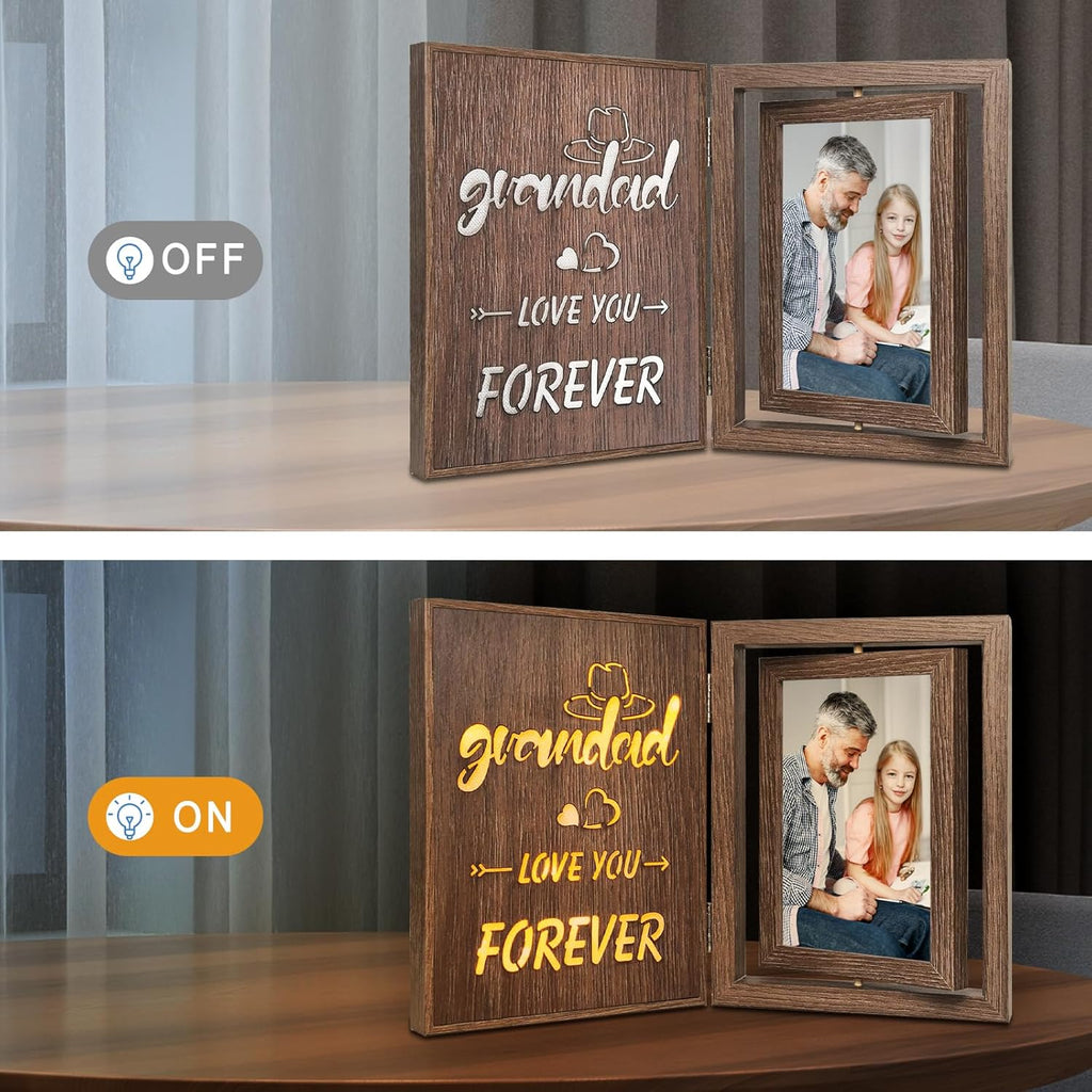 Grandad Love You Forever Light Up Photo Frame Fathers Day Birthday Gifts, Holds Two 4x6 Photos