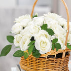 12 Pcs Artificial Roses, White Artificial Flowers Fake Roses Silk Fake Flowers for Garden, Wedding, Indoor and Outdoor