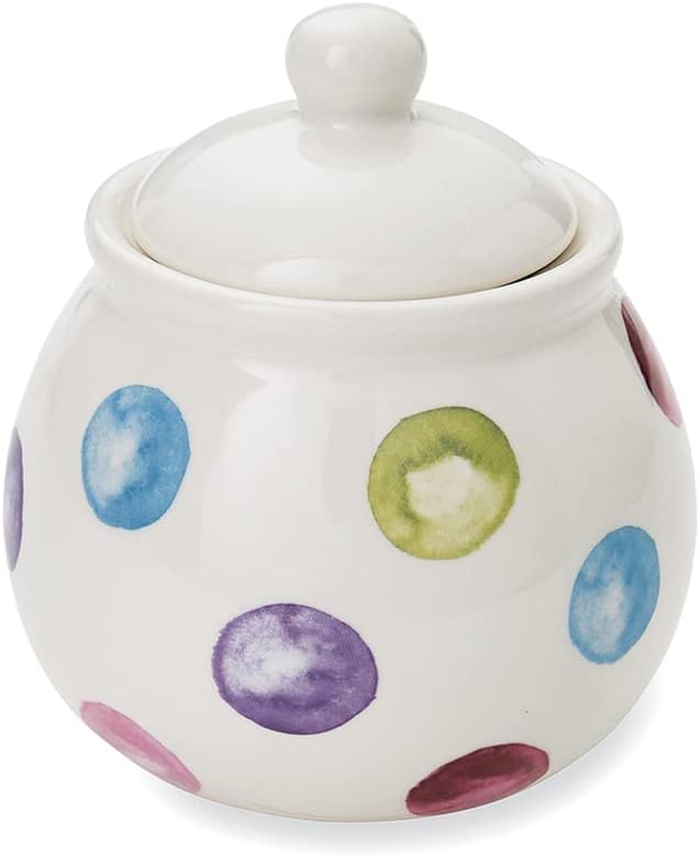 British Designed Sugar Bowl with Lid | Ceramic Sugar Pot with Modern Designs | Sugar Bowls with Lids Perfect for Any Kitchen - Spotty Dotty Main image