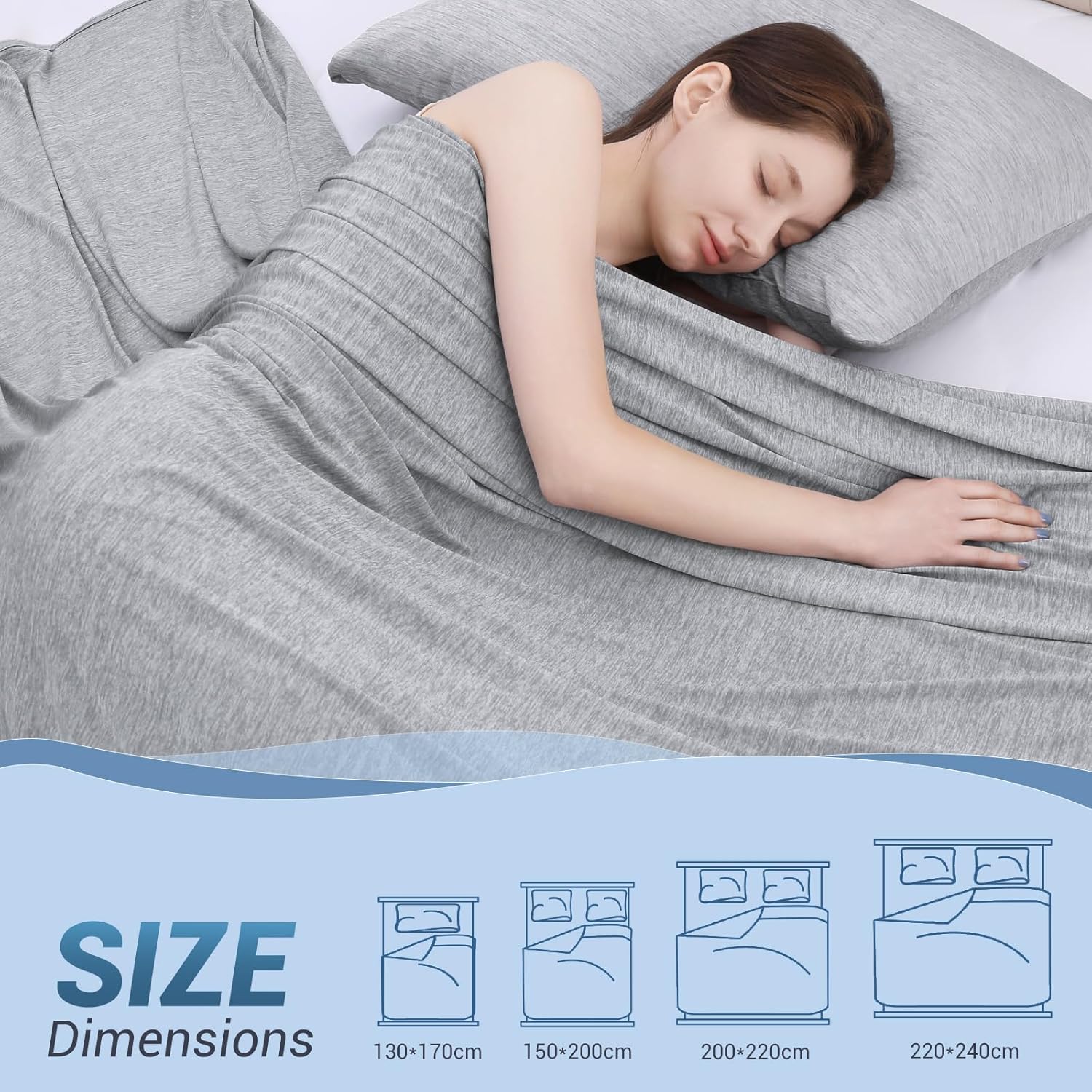 Elegear Cooling Blanket for Summer, Q-Max 0.5 Japanese Arc-Chill 3.0 Cool Fiber Throw for Hot Sleepers, Night Sweats, Adult Kids Sofa Car Travel, Lightweight, Single Bed, 130x170cm, Gray