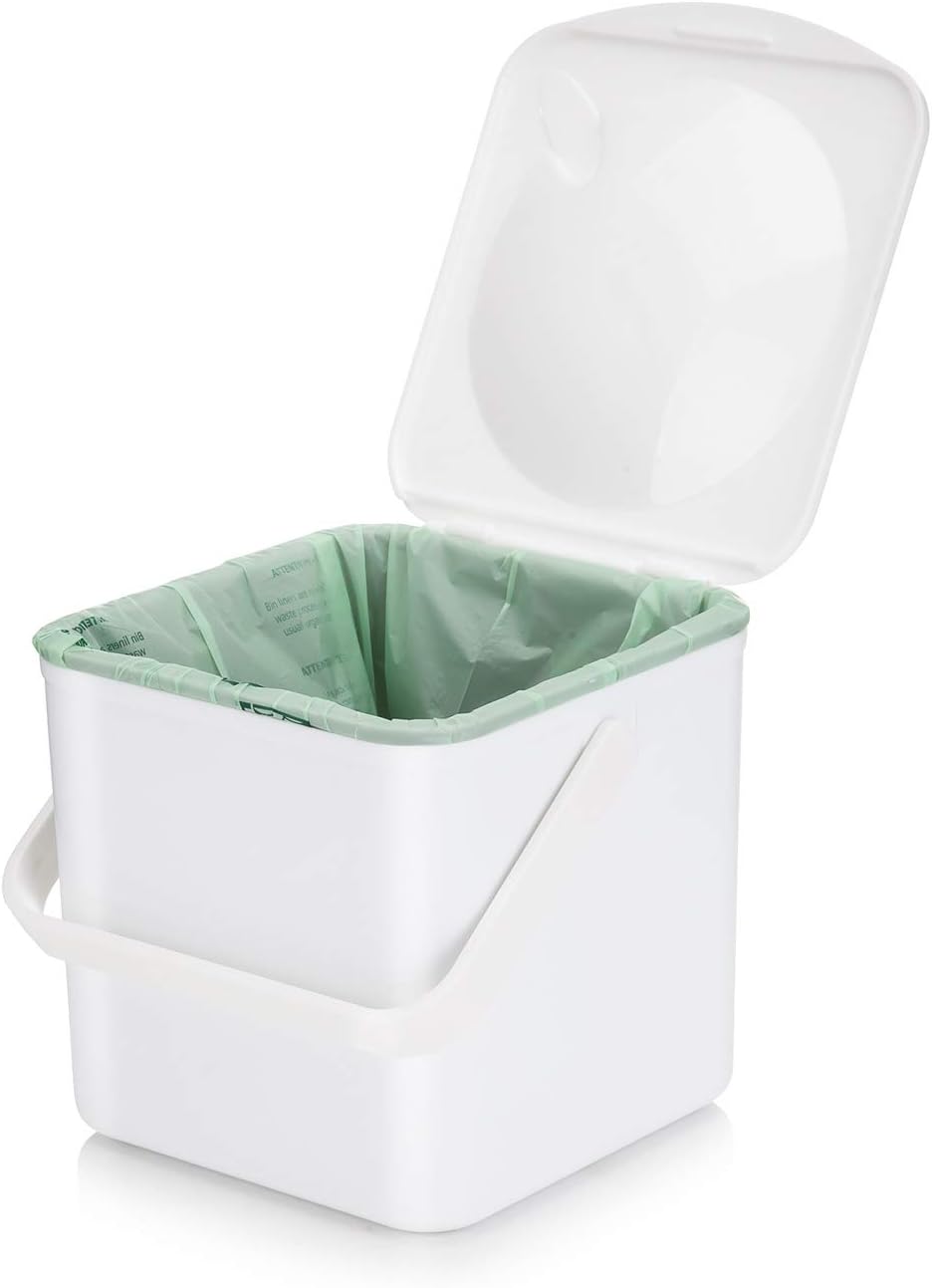3.5L Caddy, Kitchen Food Waste Caddy, Recycle Bins for Kitchen, Multipurpose Storage Caddy, Removable Bag Retention Ring & Sturdy Handle, Choice of Colours, Made in the UK