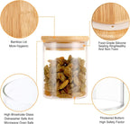 6 Set Glass Jars Set 260ml, 9oz Spice Jars Food Cereal Storage Container with Bamboo Airtight Lids and Labels for Flour, Sugar, Coffee, Candy, Snack and More