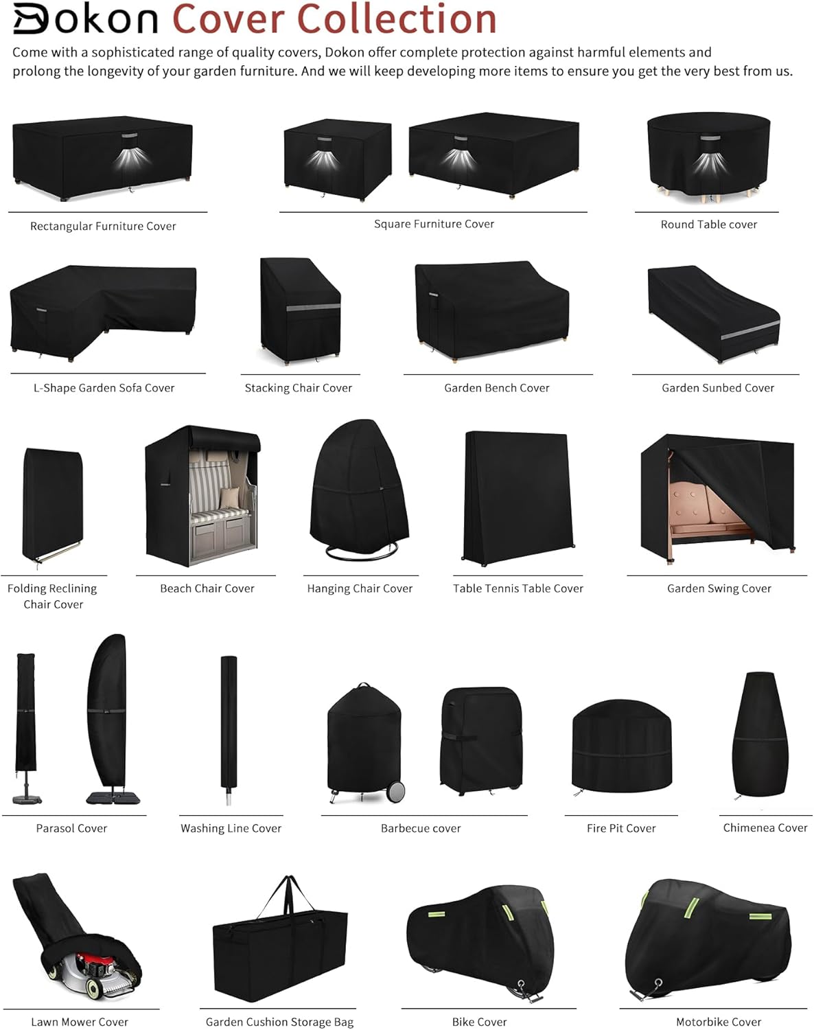 Dokon Garden Furniture Covers Waterproof, 242x182x100cm Heavy Duty 420D Oxford Fabric Windproof Anti-UV Patio Table Cover with Air Vent, Outdoor Table and Chairs Cover, Outside Rattan Sofa Covers