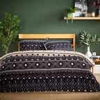 Super Soft Flannel Duvet Cover Set Quilt Bedding Covers with Pillowcases Luxurious Colourful Checked Printed Design Reversible Pattern for Comfort Sleep, Oslo Black Double