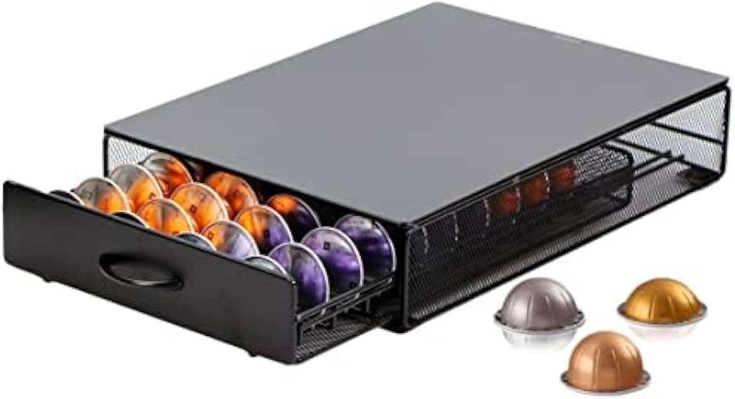 Coffee Capsule Drawer Compatible with Vertuo, Not Sold or Created by Vertuo, Max Capacity 40 Pod - Machine Stand Matte Finish Top, Pods Storage Holder Dispenser Main image