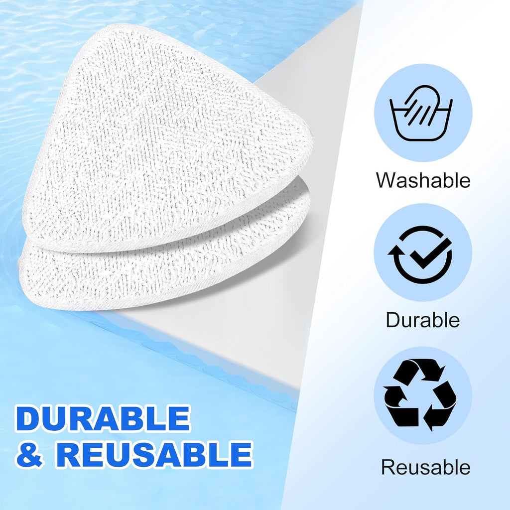 Washable Steam Mop Head Replacement Compatible with Vileda Steam Mop Plus, Triangular White Refills for Vileda Steam Mop Replacement Pads, for Vileda Mop Head Replacement (3-Pack)