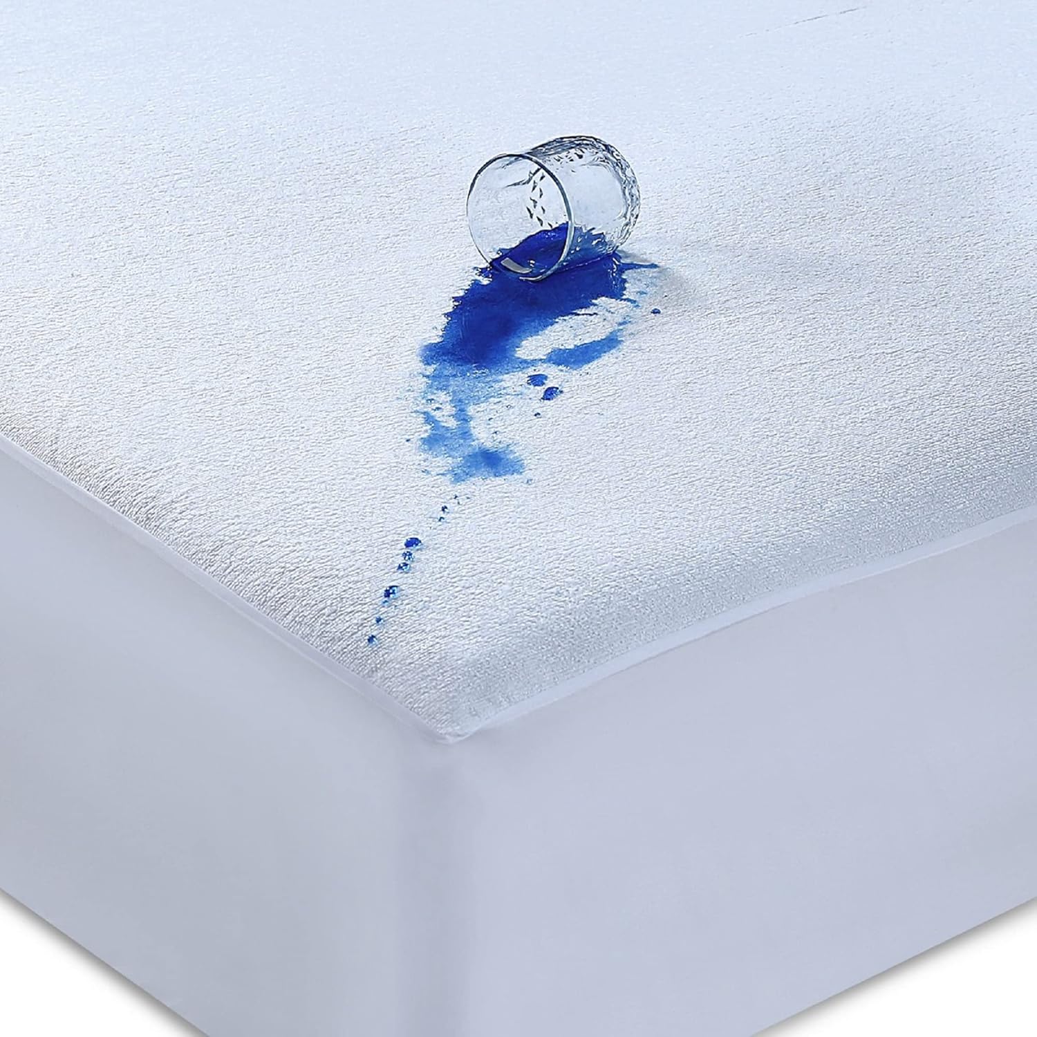 Waterproof Mattress Protector Single,30cm Extra Deep Stretch Skirt Non-Noisy Terry Top Single Mattress Cover Single Bed(90 x 190cm)