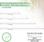 Curtain Poles for Eyelet Curtains Matt White, 16mm Voile Curtain Pole 76-117cm, Window Curtain Rod Metal Extendable with Adjustable Brackets for Bedroom, Living Room