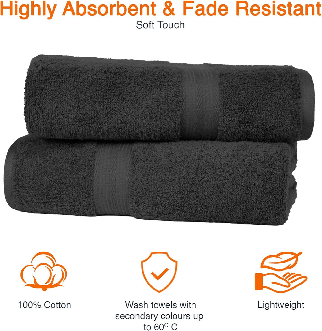 Fade Resistant Towel Set, 2 Bath - Black by Amazon Basics