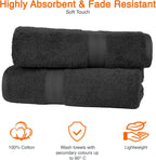 Fade Resistant Towel Set, 2 Bath - Black by Amazon Basics