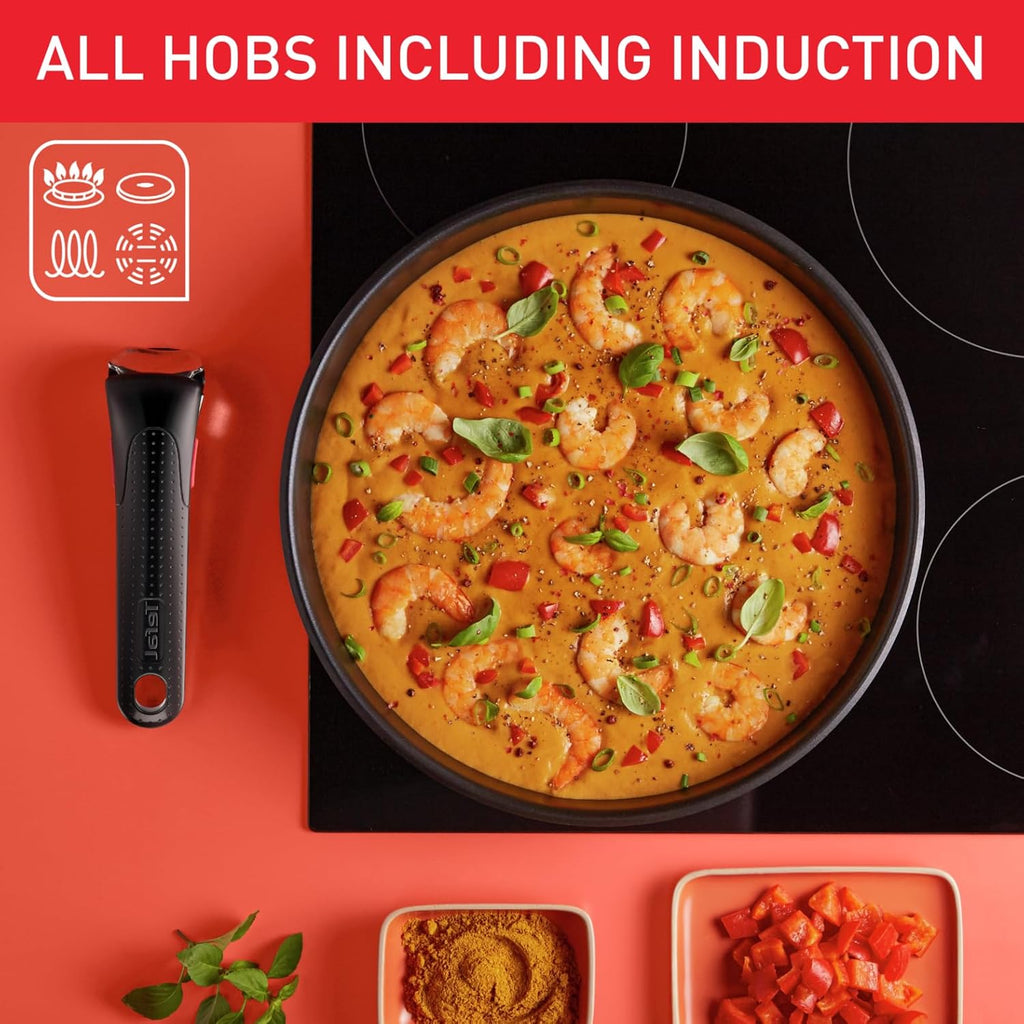 Ingenio Emotion 10 Piece Set, Pots & Pans Set, Stainless Steel, Stackable, Induction, Easy Cleaning, Non-Stick Coating, Heat Indicator, L897SA74