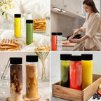 16 Pack 500ml 16oz Plastic Juice Bottles with Black Lids, Transparent Reusable Empty Drink Bottles Ideal for Water, Juice, Milk and Other Homemade Beverages