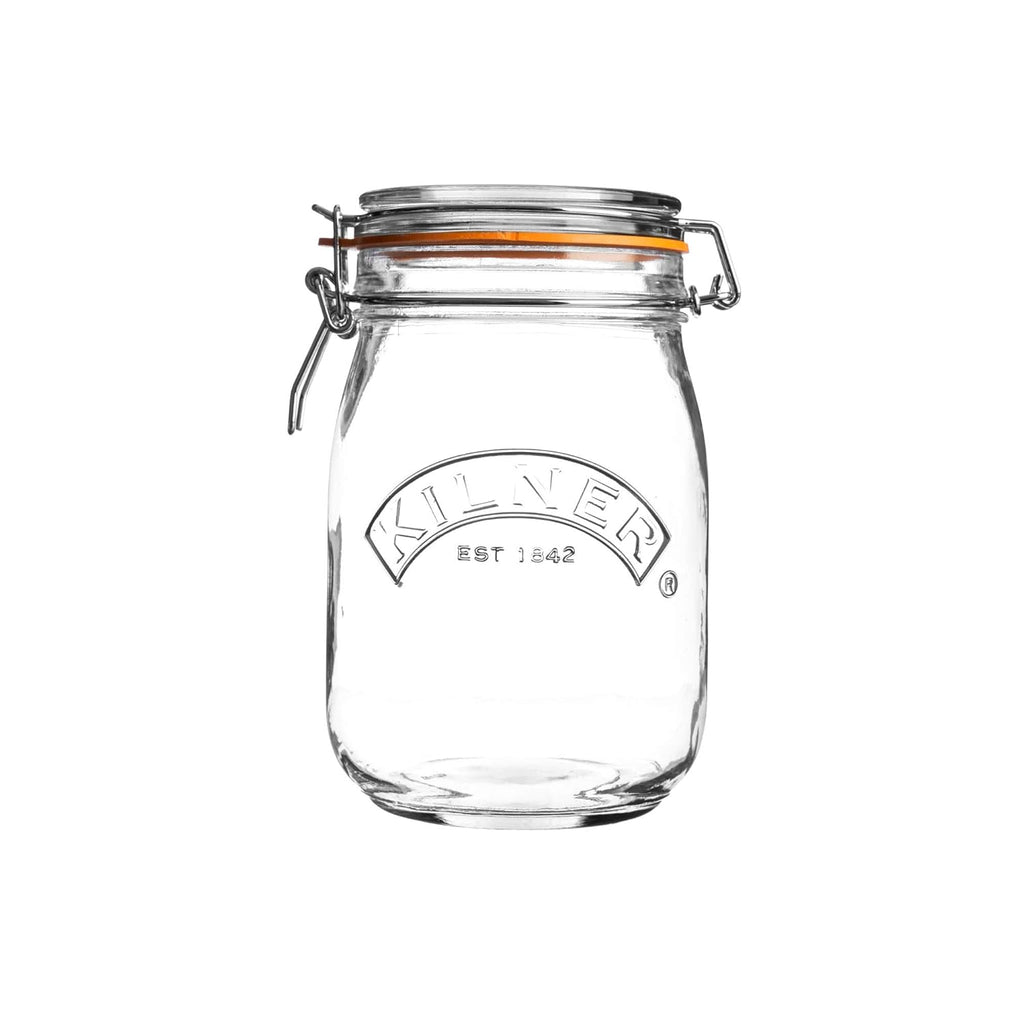 Clip Top Jar 1 Litre (1000 ml) Airtight Glass Storage Jar for Preserving Fruits Vegetables Coffee Tea Rice Flour Nuts Pasta