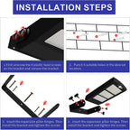 Solar Street Lights Outdoor Waterproof, Dusk to Dawn, with Motion Sensor and Remote Control, Suitable for courtyards, Gardens, Streets, Garage, Wall Mount 30000LM