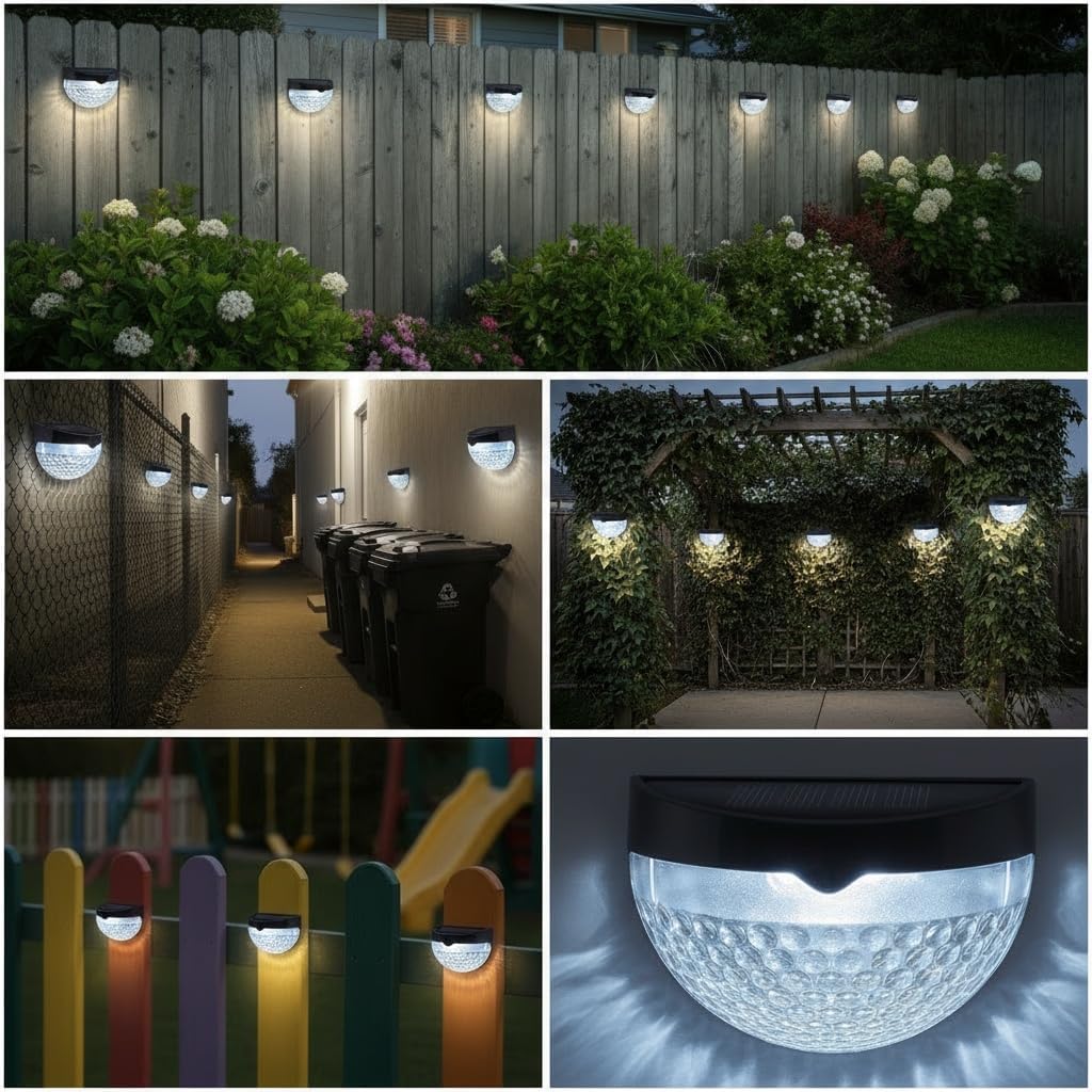 Solar Lights Outdoor Garden - Pack of 8 Outdoor Lights - Waterproof Night Light for Pathway, Patio, Deck, Fence - Solar Security Light with Dusk to Dawn Sensor - Outdoor Lighting