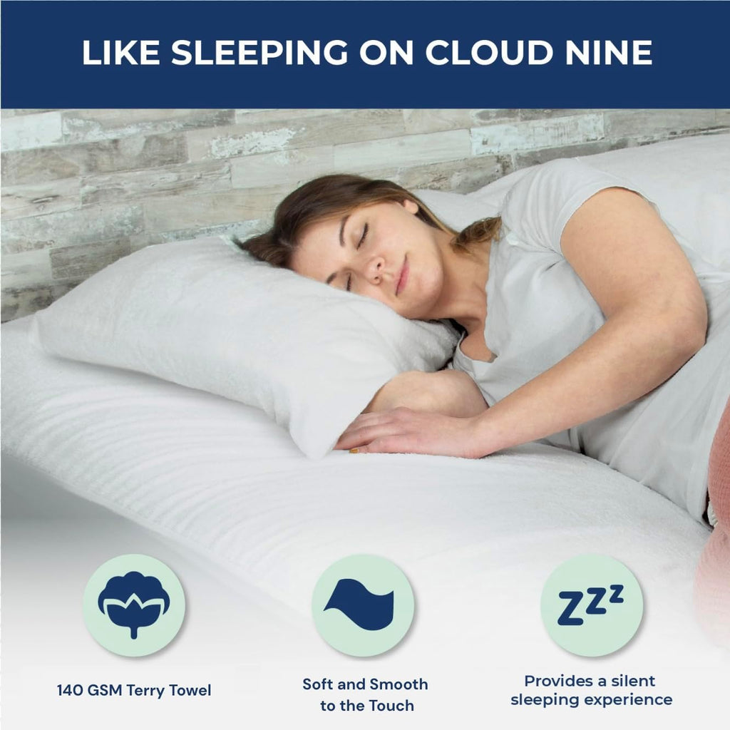 100% Waterproof Mattress Protector King Size Terry Top - Extra Deep 30cm Fitted Skirt - King Size Mattress Protector - Super Absorbent - Machine Washable - King (152x200) cm