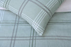 Waffle Green Check Reversible Duvet Cover Quilt Pillow Cases Bedding Set Soft Easy Care- Double (200cm x 200cm