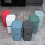 519282 Kitchen Recycling & General Storage bin 18 litres Stackable Food Waste Organiser Caddy with Clip lock lid & carrying Handle,Eco Black