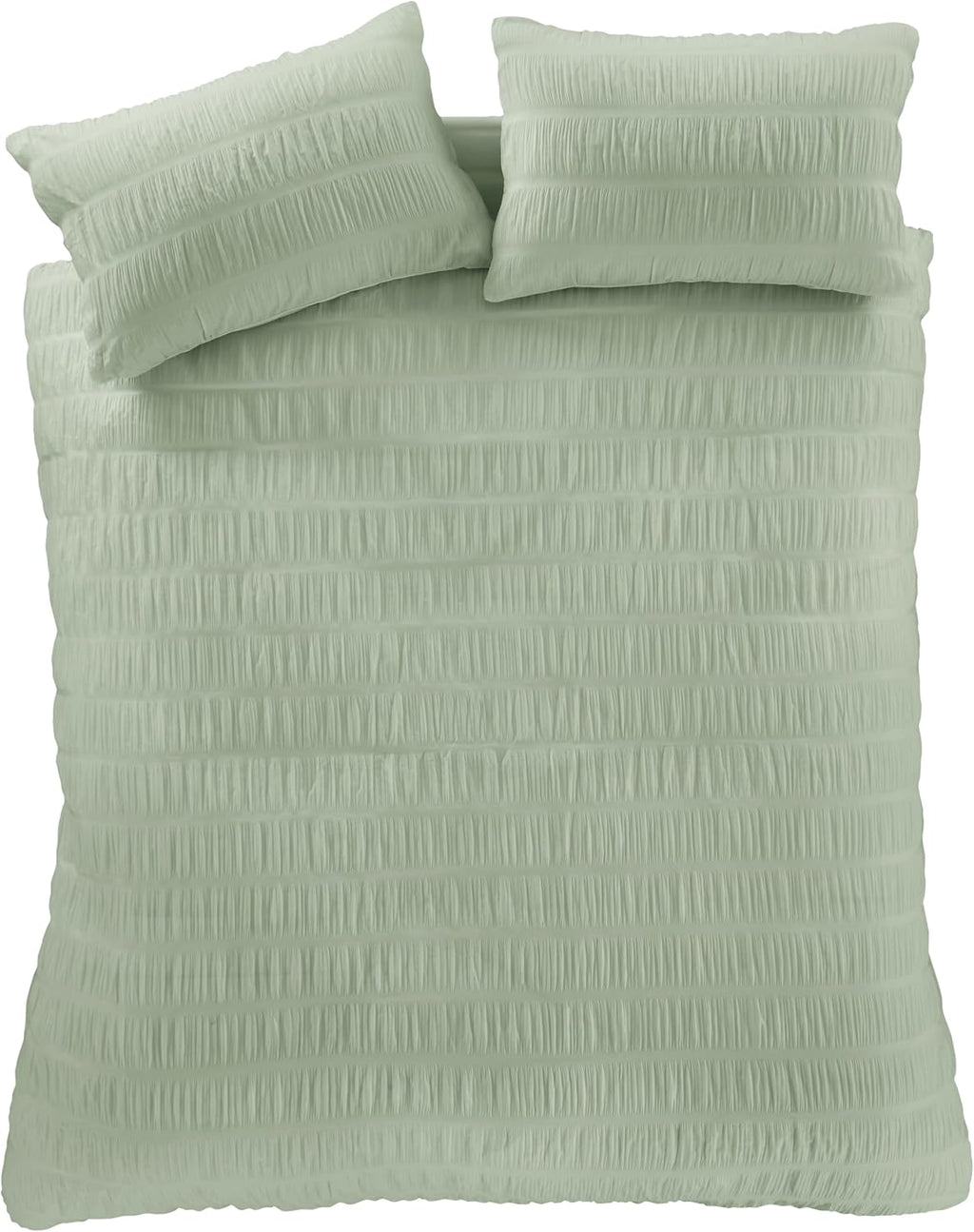 Seersucker King Duvet Cover Set with Pillowcases Sage Green