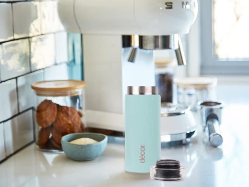 Double Wall Stainless Steel Travel Mug - Keeps 4 Hours Hot - 12 Hours Cold - Car Cup Holder Compatible - Removable Screw Top Lid - 200ml Mint.