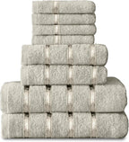 8 Piece Egyptian Cotton Towels - Quick Dry Highly Absorbent Bathroom Towel Bale - (4 Face Towel + 2 Hand Towel + 2 Bath Towel) - Cream