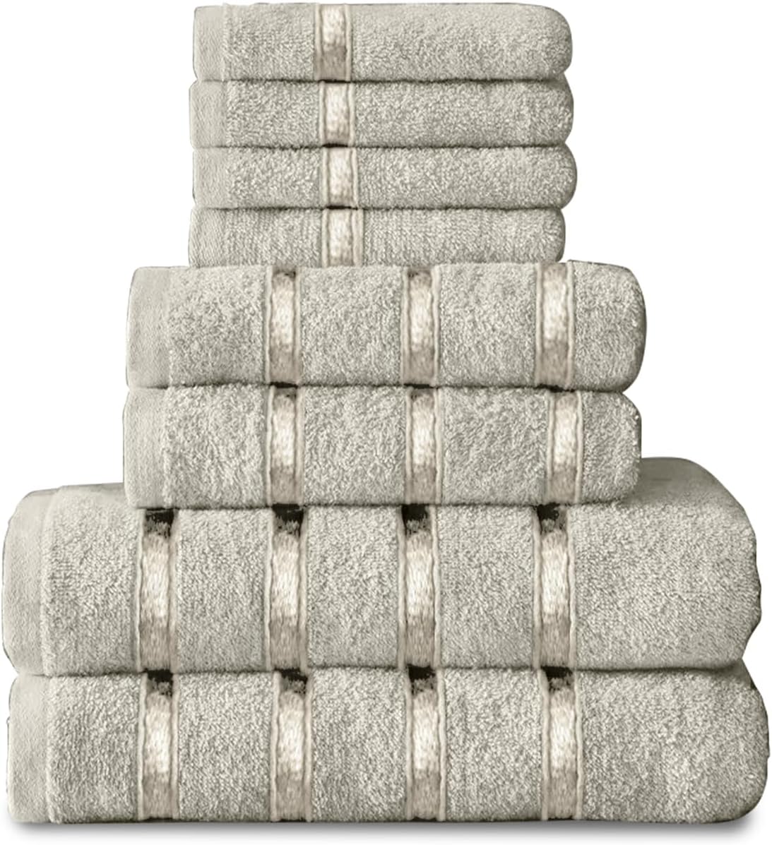 8 Piece Egyptian Cotton Towels - Quick Dry Highly Absorbent Bathroom Towel Bale - (4 Face Towel + 2 Hand Towel + 2 Bath Towel) - Cream