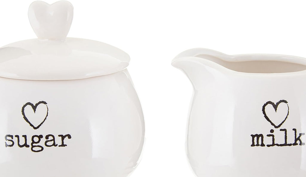 Housewares Charm Milk and Sugar Set, White, Set of 2