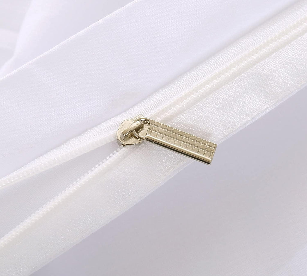 Hotel Quality 1000 Thread Count 100% Egyptian Cotton Double Size Zipper Closure Duvet Cover With 2pc Pillow Shams Premium 3PC Duvet Set (Double, White, Solid)