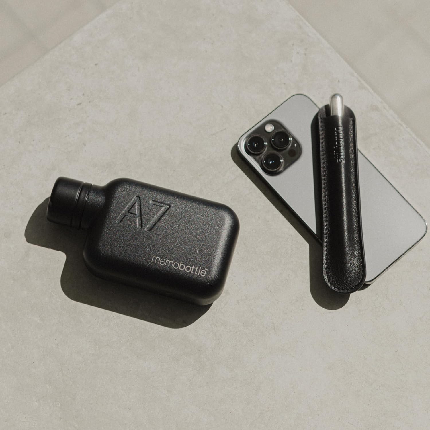 A7 Stainless Steel - 8oz / 250ml - Flat water bottle designed to fit in your bag - Black