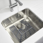 Sink Saver- 2 piece Adjustable Kitchen Sink Protector Mat with non slip feet, Grey