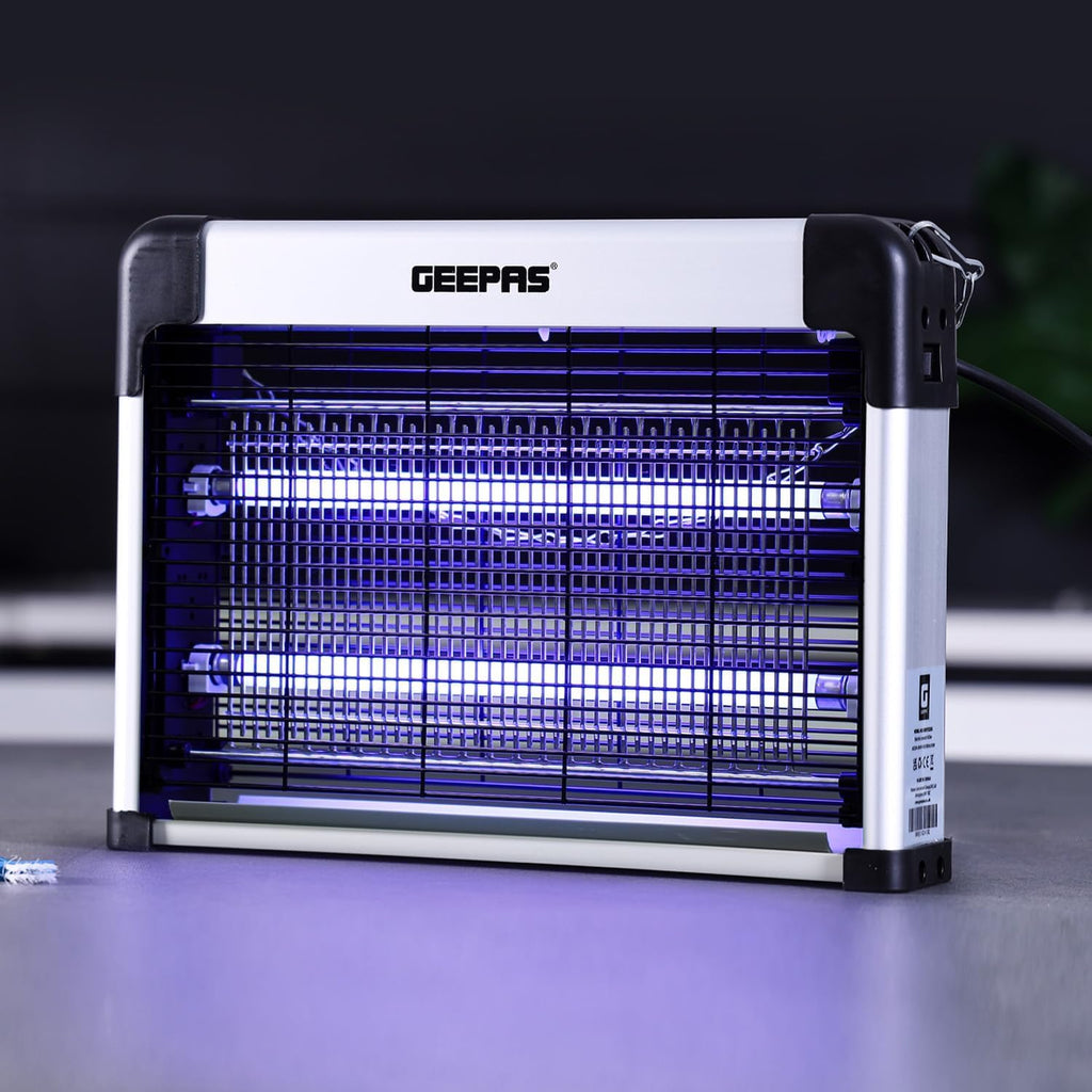 Geepas Electric Fly Killer & Bug Zapper | Powerful UV Light Indoor Insect Trap for Flies, Mosquitoes, Wasps | 50M² Coverage | Odourless & Low Noise | Plug-in Eco-Friendly Pest Control 20W