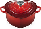 Enamelled Cast Iron Heart Casserole with Heart Shaped Knob, 20 cm, Cerise, 21401200602455
