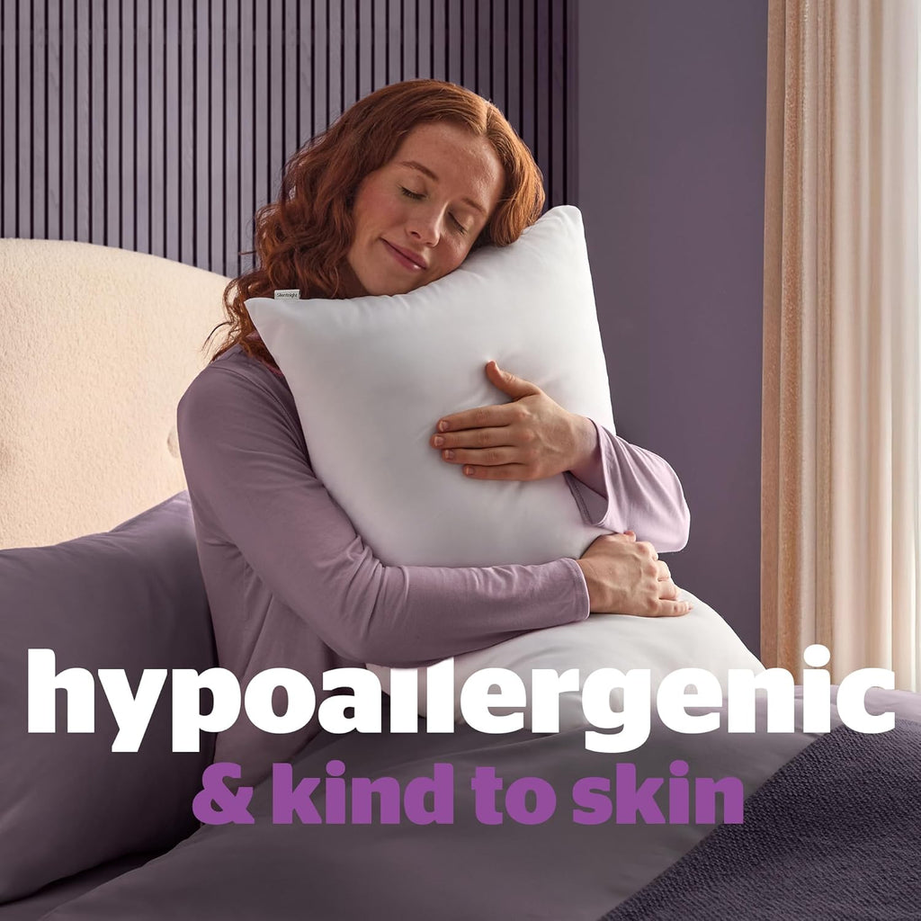 Deep Sleep Pillows 2 Pack – Medium Support Comfortable Hollowfibre Bed for Front, Back and Side Sleepers Machine Washable Hypoallergenic of Standard Size, White