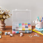 2 Pack 36 Grids Organiser Storage Box, Fishing Tackle Box, Clear Stackable Plastic Container with Adjustable Dividers for Beads, Art DIY, Crafts, Jewelry, with 5 Sheet Label Stickers