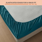 Anti-Allergy Anti-Bacterial Brushed Microfibre Polyester Fitted Bed Sheet - 28cm Depth, Easy Care, Fade Resistant (Teal, 4ft Small Double)