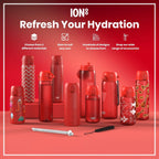 ION8 Vacuum Insulated Steel Water Bottle, 500 ml/17 oz, Leak Proof, Easy to Open, Secure Lock, Dishwasher Safe, Fits Cup Holders, Carry Handle, Scratch Resistant, Metal Water Bottle