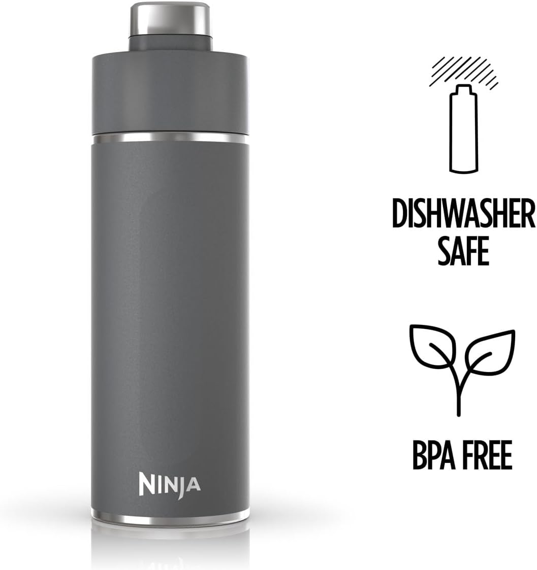 Thirsti Water Bottle and Flask 530 ML With Leak-Proof Lid, Designed For Carbonated, Hot & Cold Drinks. Ideal For Travel & Sports, Triple Insulated, Stainless Steel Bottle, Grey, DW1801EUUKGY